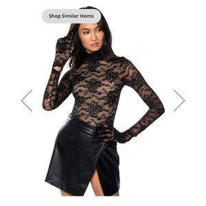 Lace high neck Body Suit with glove detail